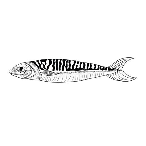 Hand Drawn Mackerel Fish Seafood Illustration Raw Vector Stock Vector