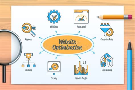 Website Optimization Chart With Icons And Keywords Stock Illustration