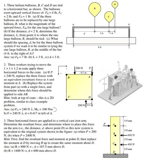 Solved Three Helium Balloons B C And D Are Tied To A Chegg