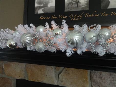 Christmas Garland White And Silver Christmas Mantel Decor Etsy