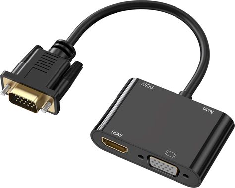 1080P Convertidor De Doble Pantalla VGA A HDMI Con Cable De Carga Y