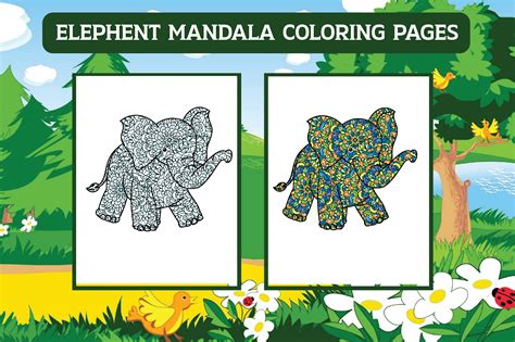 Elephant Mandala Coloring Pages Graphic by Infinity Designs · Creative ...