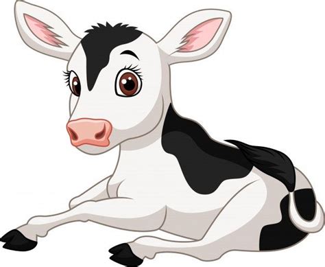 Cartoon Baby Cow With Milk Bottle