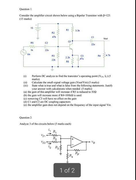 Solved Consider The Amplifier Circuit Shown Below Using A Chegg