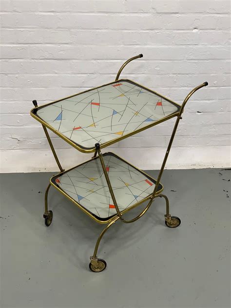 Vintage Serving Trolley With Colorful Pattern From The 1950s Etsy