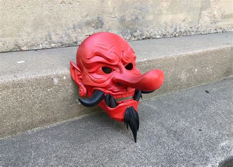 Japanese Tengu Smile Hannya Mask Oni Demon Mask 3d Printed Etsy