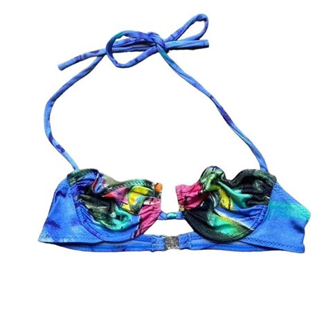 Gorgeous 80s Water Color Bikini Top 9 10 Depop