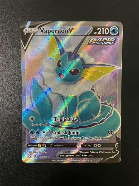 Pokemon Tcg Vaporeon V 172203 Full Art Ultra Rare Sword And Shield