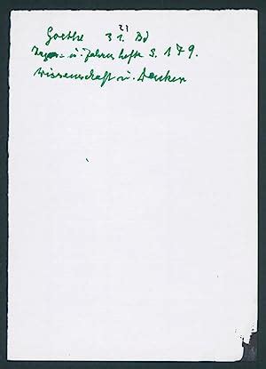 Eigenh Notizzettel Von Heidegger Martin Heidegger Elfride