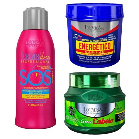 Kit Cronograma Capilar Forever Liss Sos Antiemborrachamento Ml