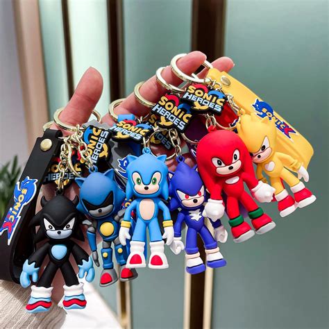 Anime Figures Supersonic Sonic Shadow Knuckles Pvc Figures Keychains