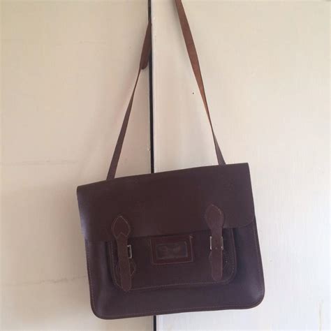 Unisex vintage real leather brown satchel.... Really... - Depop