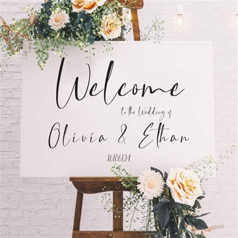 Personalised A2 Idyllic Cursive Wedding Welcome Sign Partyrama