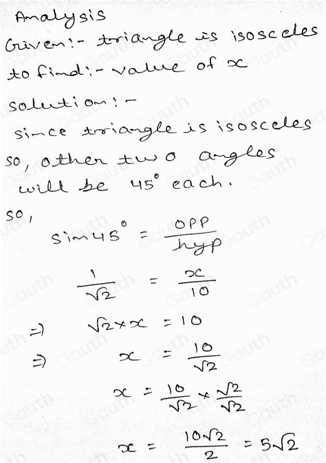 Solved The Triangle Below Is Isosceles Find The Length Of Side X In