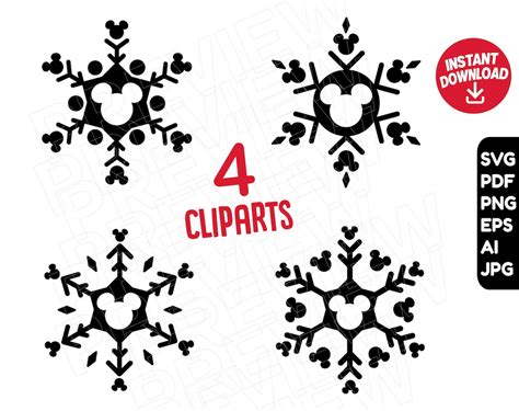 Mickey Snowflake Svg