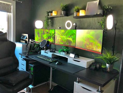 Cool Gaming Desk Setup With Indoor Plants Housetodecor