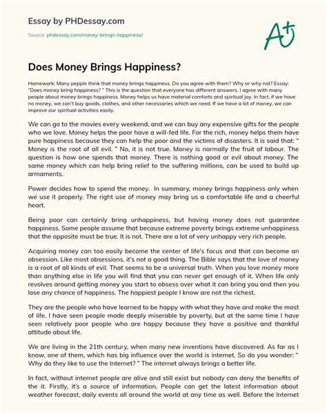 Can Money Buy Happiness Essay Telegraph