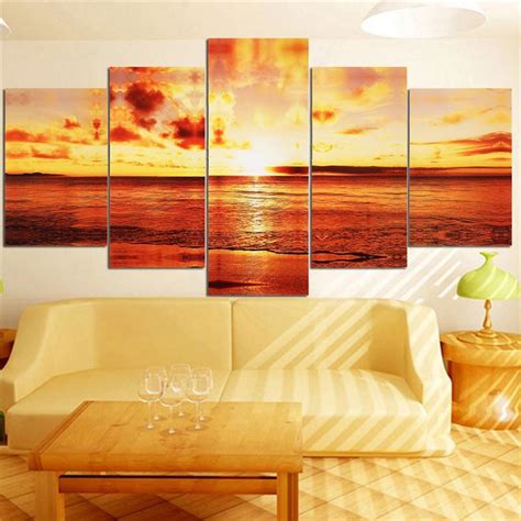 Buy Sunset Seaside Sea Wave Scenery Diy Painting Modern Wall Art Canvas Painting Unique T