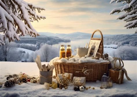 Premium Ai Image A Landscape Photograph Capturing A Christmas Hamper