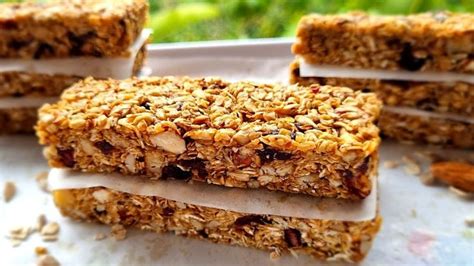 Three Granola Bars Stacked On Top Of Each Other