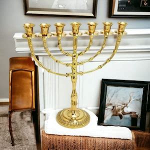 Menorah Branch Gold Seven Branches Menora Candle Holder Modern