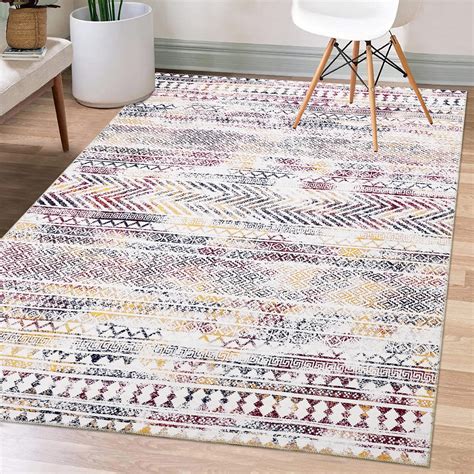 Glowsol X Boho Large Area Rug Tribal Low Pile Rug Carpet Non