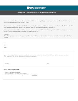 Fillable Online Candidacy Reconsideration Request Form Fax Email Print