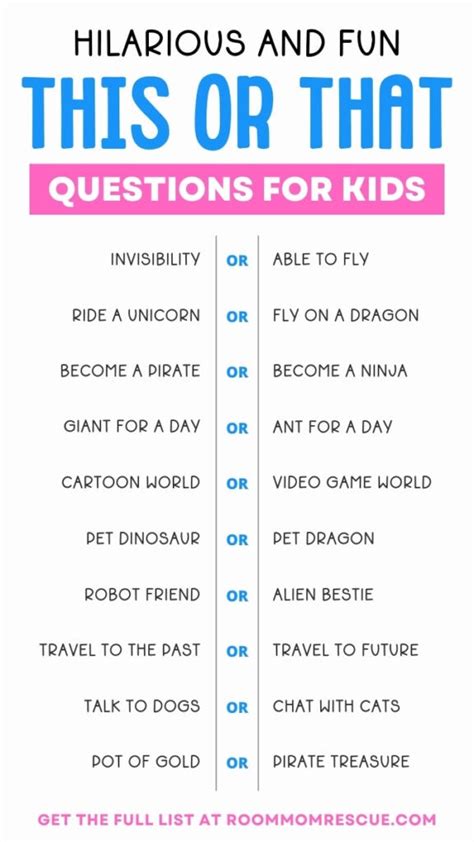 400 Fun This Or That Questions To Play Room Mom Rescue