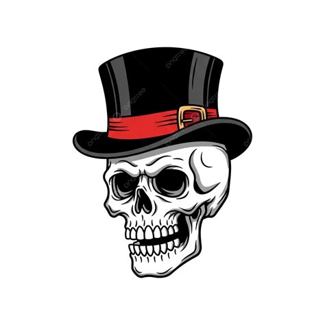 Classic Tattoo Skull With Top Hat Design, Traditional Tattoo, Skull