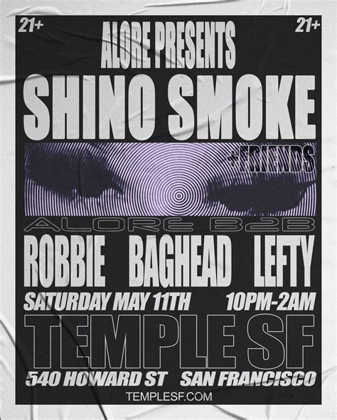 Shino Smoke Friends Free Party Tickets At Temple Nightclub In Sf By