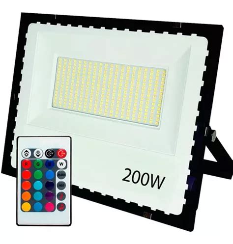 Luminária Refletor 200w Led Rgb Prova Dagua Holofote Bivolt Escorrega