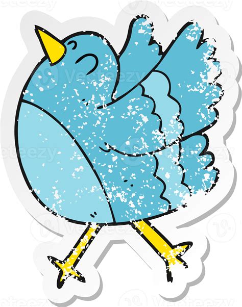Retro Distressed Sticker Of A Cartoon Happy Bird 36483590 Png