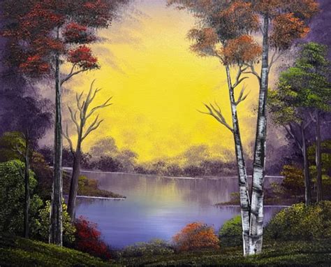 Splendor Of Autumn Bob Ross Style Fall Foliage Landscape Oil Painting