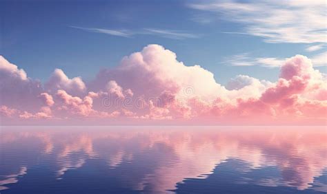 Dreamy Pastel Cloud Landscape Reflection In A Shimmering Pool Heaven