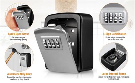 Luroon Mini Key Lock Box Wall Mounted Key Safe Resettable Digit