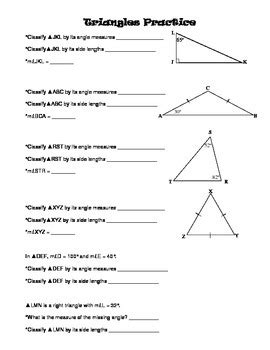 Properties Of Triangles Classifying And Finding Missing Angle Measures