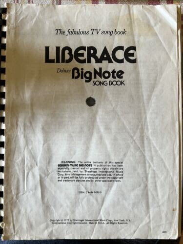 The Fabulous Tv Song Book Method Liberace Deluxe Big Note Song Book