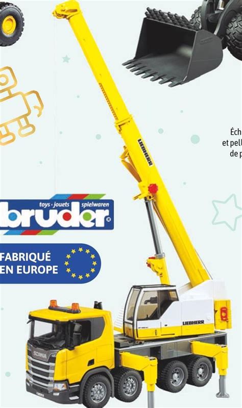 Promo Bruder camion scania super 560r avec grue liebherr chez JouéClub