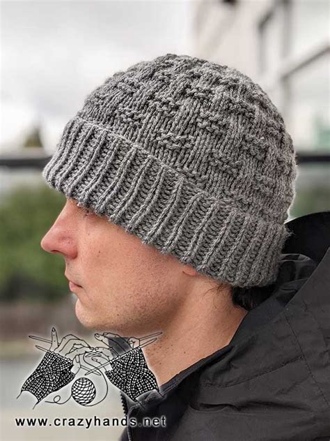 Free Easy Hat Knitting Pattern For Men With Folded Brim Crazy Hands