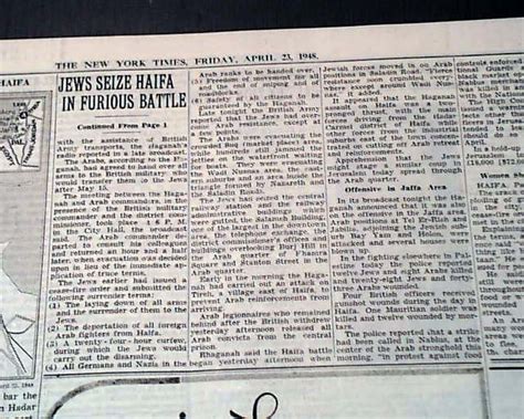 Battle Of Haifa Jews Victorious Rarenewspapers