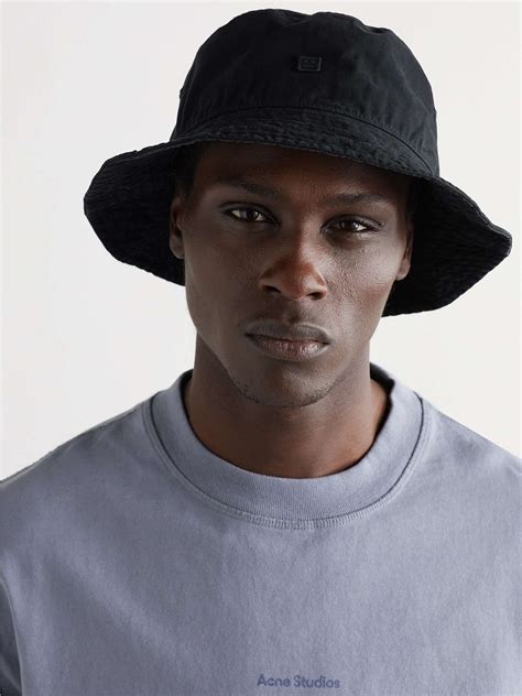 Black Embellished Cotton Twill Bucket Hat Acne Studios Mr Porter