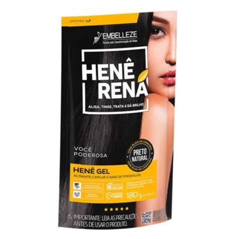 Hen Rena Preto Natural Embelleze G Alisante Tonalizante Gel