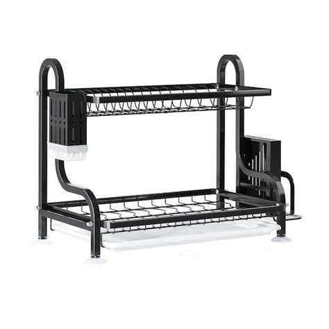 Jasiway In Black Stainless Steel Tier Dish Rack Freestanding