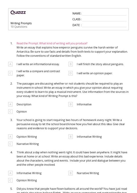 Informative Essay Structure Worksheets For Rd Grade On Quizizz