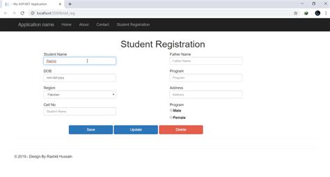 How To Design A Student Registration Form In Asp Net Web Forms App