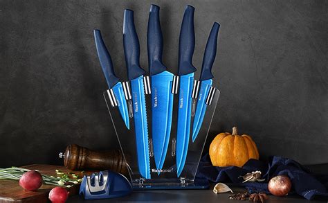 Wanbasion 7 Pieces Blue Kitchen Knife Set Dishwasher Safe Professional Chef Kitchen Knife Set