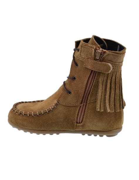 Guxs Bota Mohicana De Piel Serraje Con Flecos En Camel