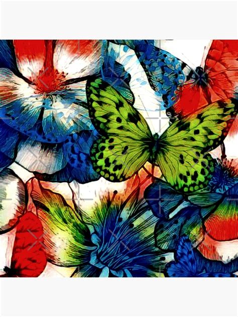 L Mina Fotogr Fica Cuadro Ilustrado De Mariposa Sobre Flores Verdes Y