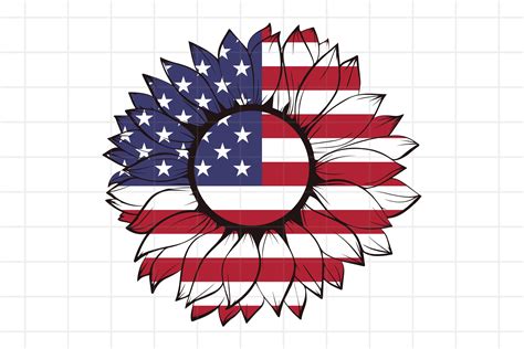 4th Of July Svg Usa Flag In Sunflower Cut File For Cricat 655689 Illustrations Design