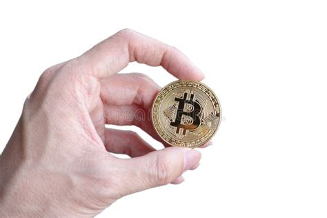 Hand Hold A Gold Bitcoin Stock Image Image Of Encryption